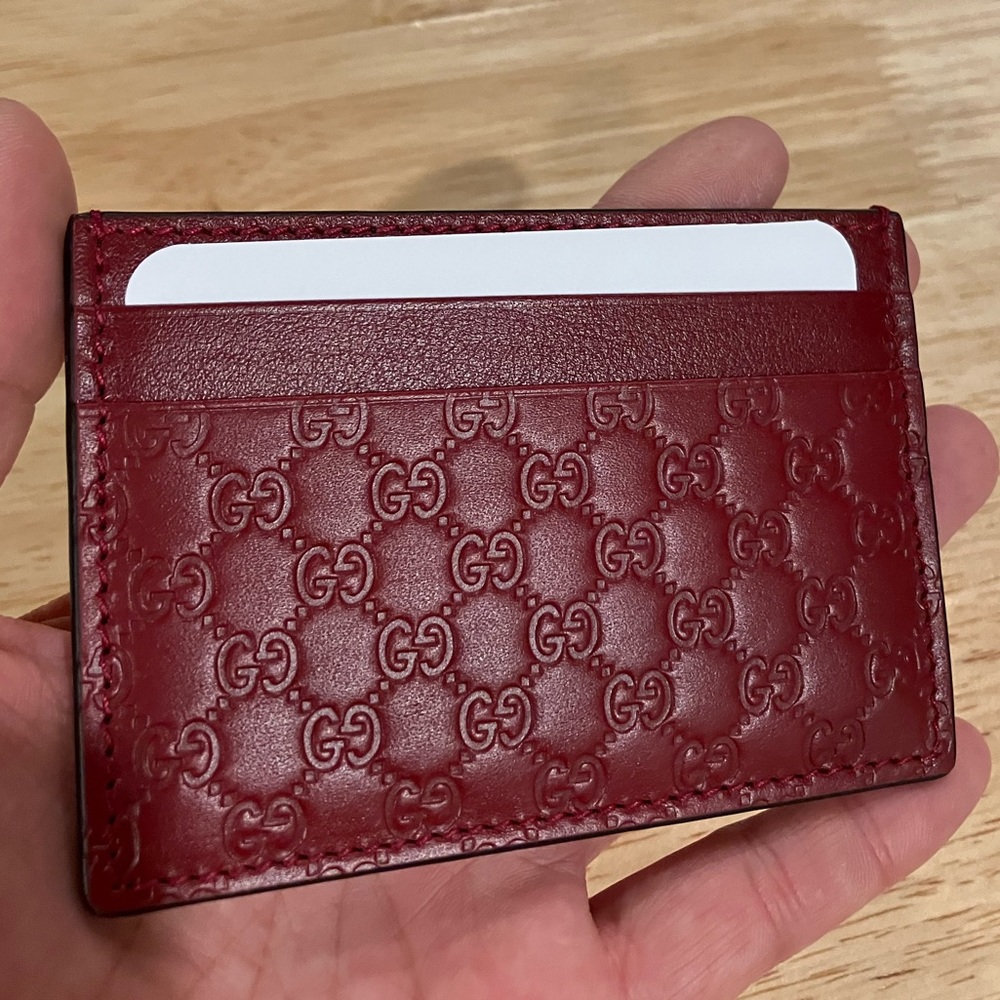 Gucci Microguccissima GG Logo Red Card Holder